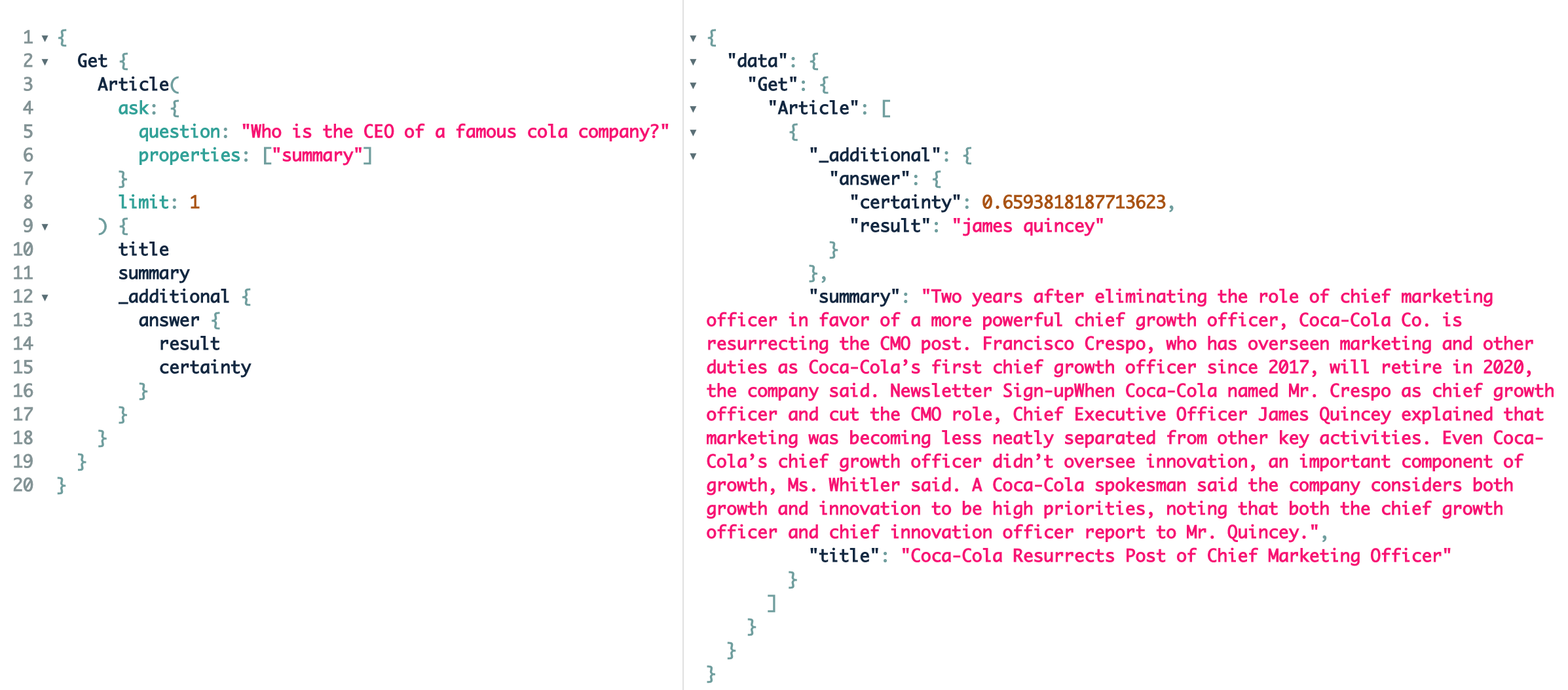 GraphQL Query Module in Weaviate Console