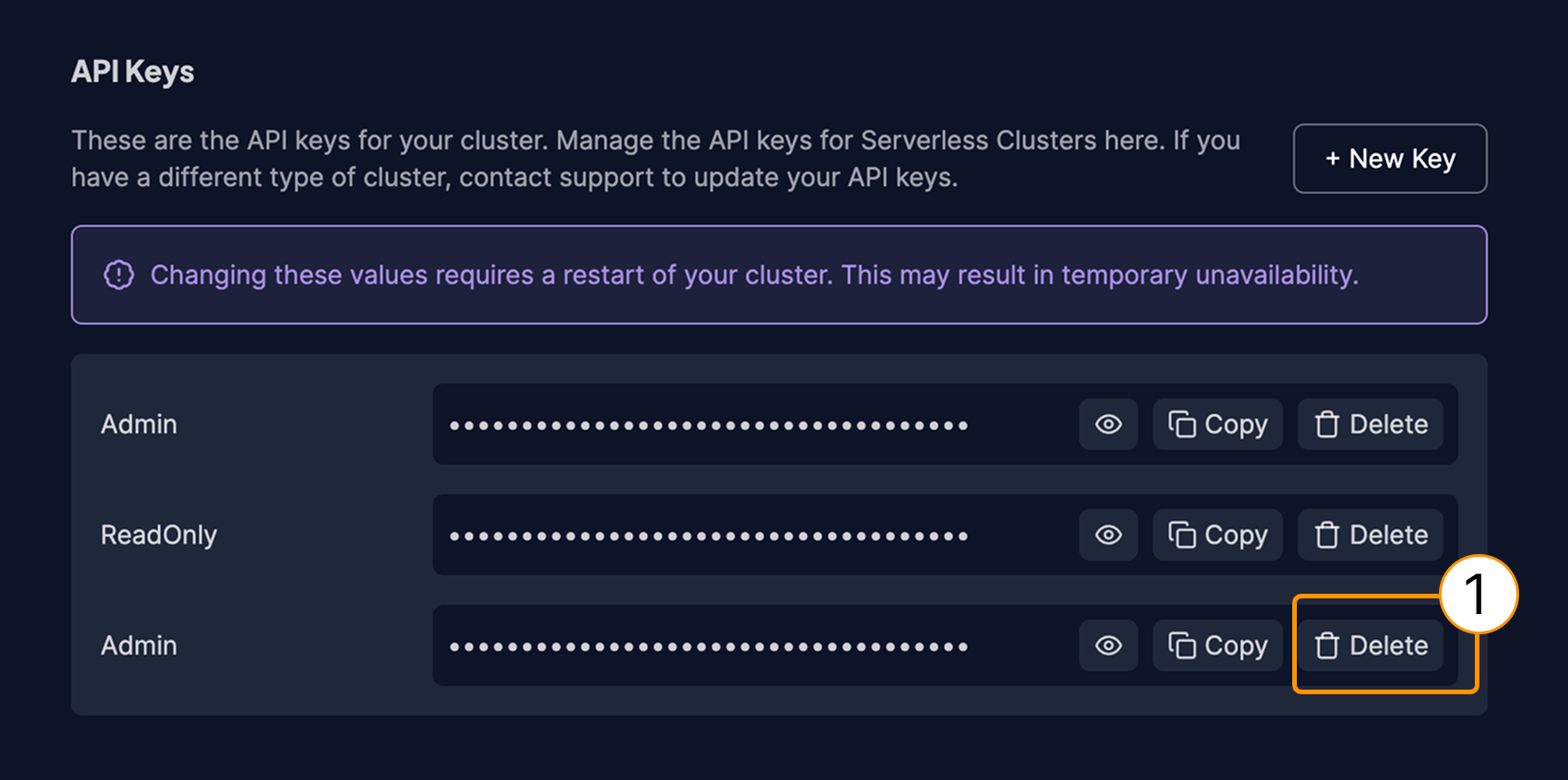 Delete an API key in Weaviate Cloud