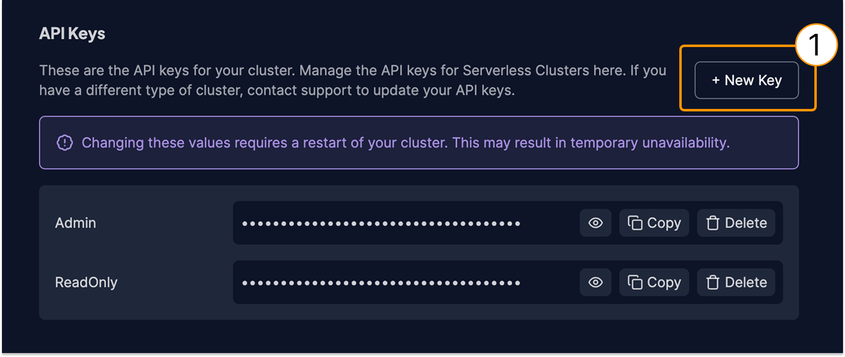 Add new API key to a cluster