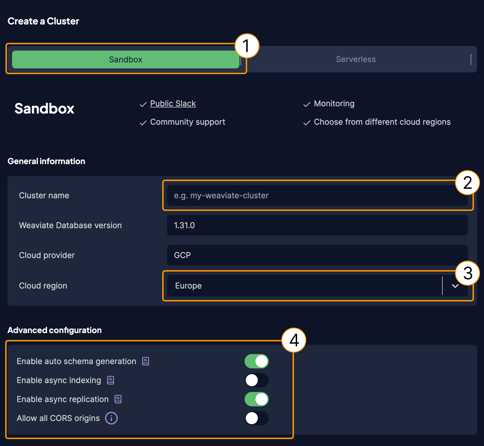 Create a sandbox cluster