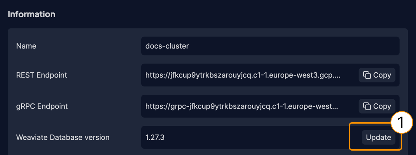 Update a Weaviate Cloud cluster